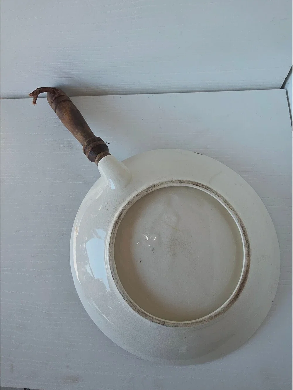 Vintage Ceramic Skillet Wall Plaque Three Little Pigs Chef Snacks Wooden Handle